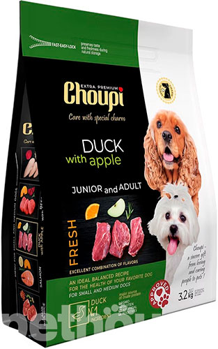 Choupi Junior & Adult Dog Small & Medium Breed Duck with Apple