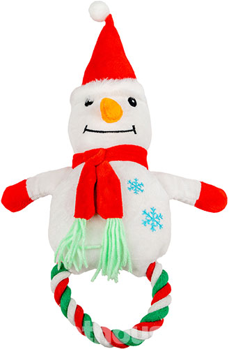 Christmas Toys Игрушка "Снеговик" с кольцом из каната для собак