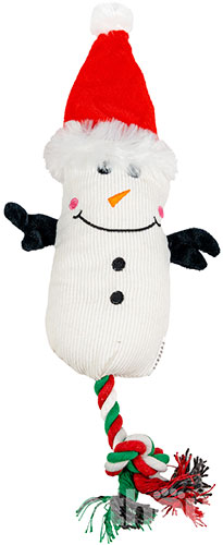 Christmas Toys Новогодняя игрушка "Снеговик" с канатом для собак
