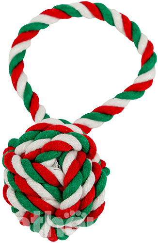Christmas Toys Іграшка "Різдвяний канат з м'ячем" для собак