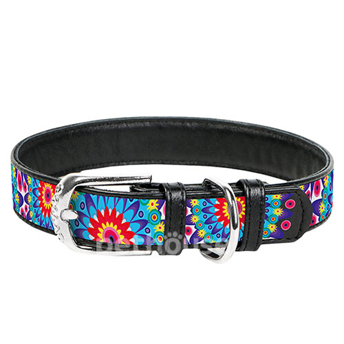 Collar WAUDOG “Цветы” Ошейник с принтом для собак, черный
