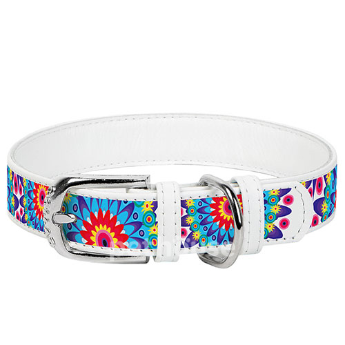Collar WAUDOG "Квіти" Нашийник з принтом для собак, білий