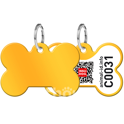 Collar WAUDOG Адресник Smart ID с QR-паспортом без рисунка, косточка золотая