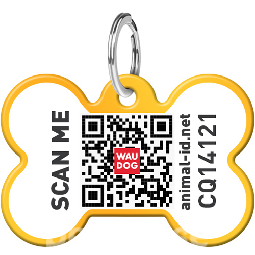 Collar WAUDOG Адресник Smart ID с QR-паспортом без рисунка, косточка золотая