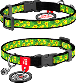 Collar WAUDOG Nylon Ошейник "Авокадо" с QR-паспортом для кошек