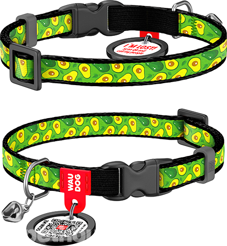 Collar WAUDOG Nylon Нашийник "Авокадо" з QR-паспортом для котів