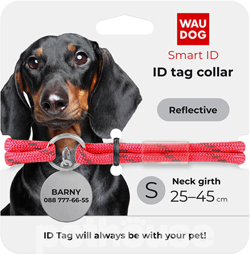 Collar WAUDOG Smart ID Шнурок із паракорду для адресника, світловідбивний, рожевий