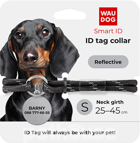 Collar WAUDOG Smart ID Шнурок из паракорда для адресника, светоотражающий, черный