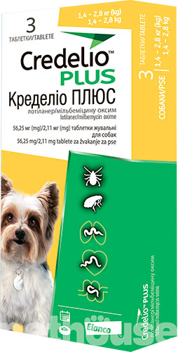 Кределио Плюс Таблетки для собак весом от 1,4 до 2,8 кг