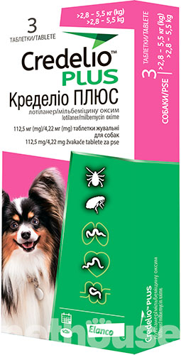 Кределіо Плюс Таблетки для собак вагою від 2,8 кг до 5,5 кг