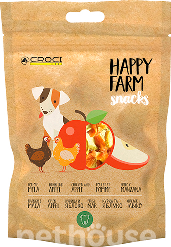 Croci Happy Farm Чипсы с курицей и яблоком для собак 