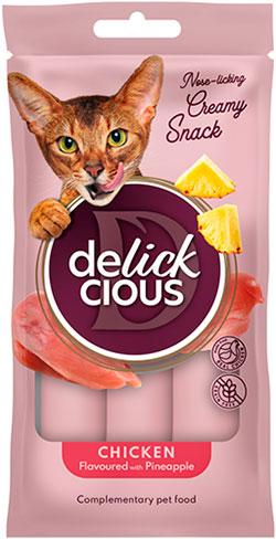 Delickcious Cat Adult Creamy Snack Chicken Flavored with Pineapple