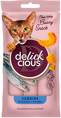 Delickcious Cat Adult Creamy Snack Sardine Flavored with Pumpkin