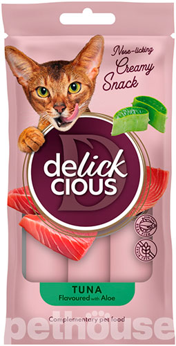 Delickcious Cat Adult Creamy Snack Tuna Flavored with Aloe