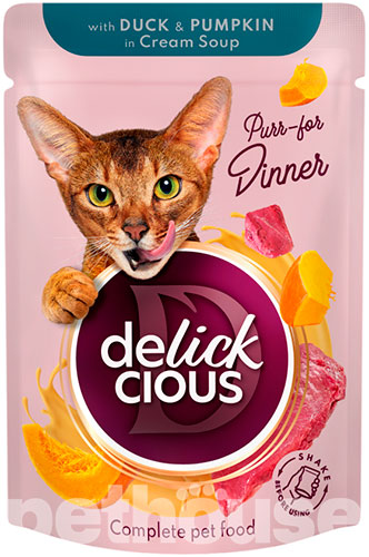 Delickcious Cat Adult Strips with Duck & Pumpkin in Cream Soup