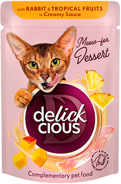 Delickcious Cat Adult Flakes with Rabbit & Tropical Fruits in Creamy Sauce