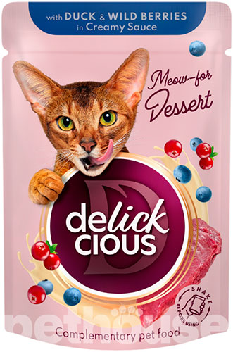 Delickcious Cat Adult Flakes with Duck & Wild Berries in Creamy Sauce
