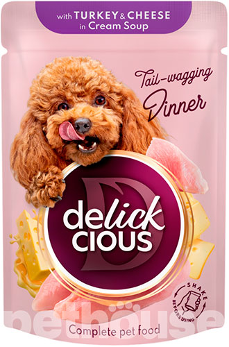 Delickcious Dog Adult Strips with Turkey & Cheese in Cream Soup
