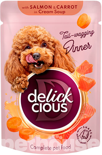 Delickcious Dog Adult Strips with Salmon & Carrot in Cream Soup