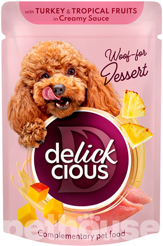 Delickcious Dog Adult Flakes with Turkey & Tropical Fruits in Creamy Sauce