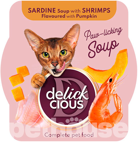 Delickcious Cat Adult Soup Sardine & Shrimps Flavored with Pumpkin