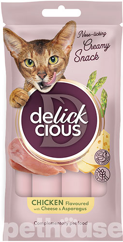 Delickcious Cat Adult Creamy Snack Chicken Flavored with Cheese & Asparagus