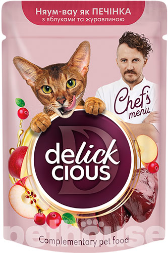 Delickcious Chef's Menu Печень с яблоками и клюквой для кошек