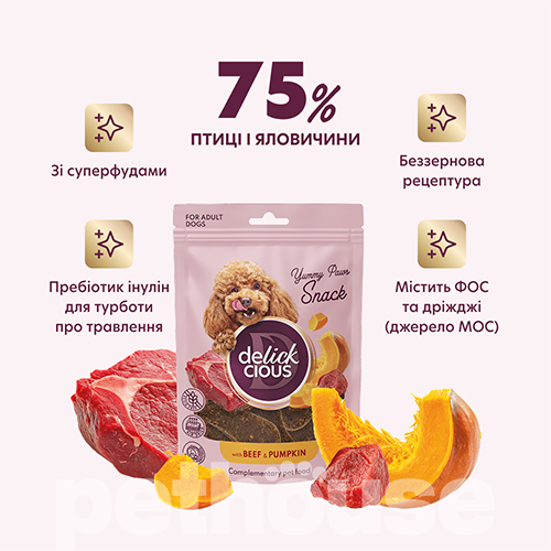 Delickcious Dog Adult Air-Dried Snack with Beef & Pumpkin
