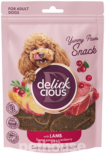 Delickcious Dog Adult Air-Dried Snack with Lamb, Sweet Potato & Cranberry