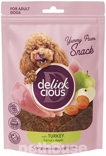 Delickcious Dog Adult Air-Dried Snack with Turkey, Carrot & Apple