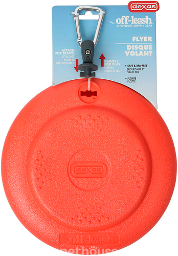 Dexas Off-Leash Frisbee Flyer Летающая тарелка с карабином для собак, фото 2