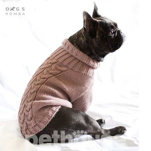 Dogs Bomba Вязаный свитер ''Косичка'' для собак, какао