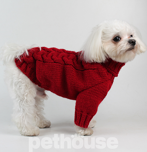 Dogs Bomba В'язаний светр "Косичка" для собак, червоний