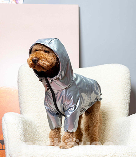 Dogs Bomba Дощовик "Вініл" для собак, срібний Dogs Bomba Дощовик "Вініл" для собак, срібний