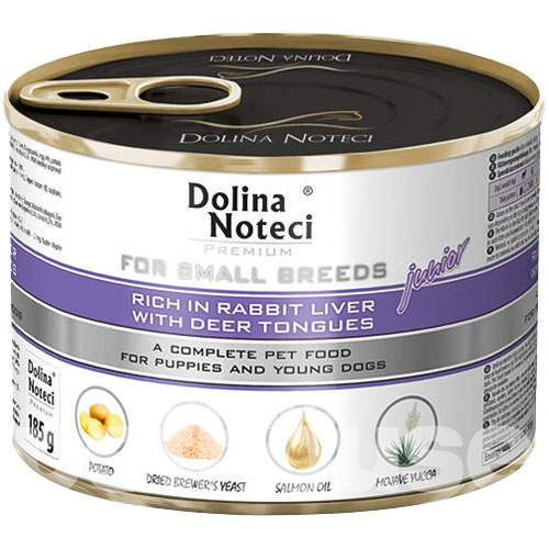 Dolina Noteci Premium Cans Junior Small Breeds rich in Rabbit liver with Deer tongues