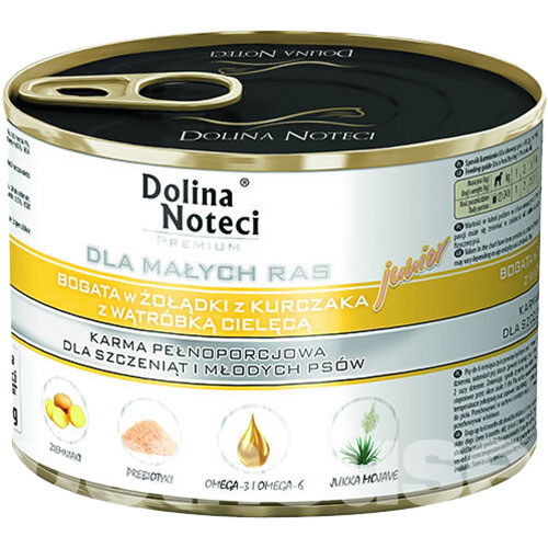 Dolina Noteci Premium Cans Junior Small Breeds rich in Chicken stomachs with Calf liver
