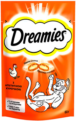 Dreamies Chicken Подушечки з куркою для котів