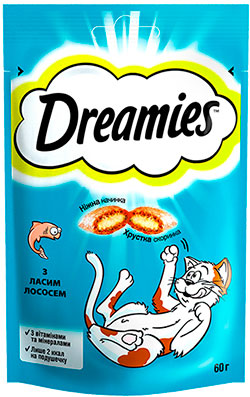 Dreamies Salmon Подушечки з лососем для котів