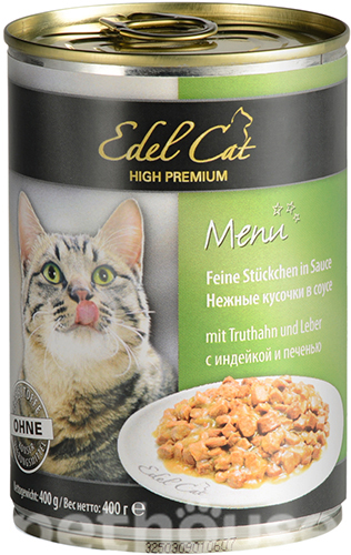 Edel Cat Шматочки з індичкою та печінкою в соусі для котів