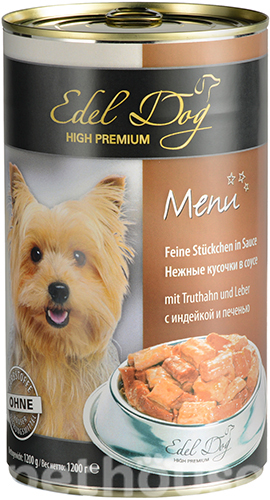 Edel Dog Шматочки з індичкою й печінкою в соусі для собак