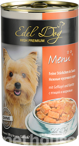 Edel Dog Кусочки с птицей и морковью в соусе для собак