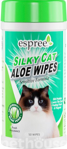 Espree Silky Cat Aloe Wipes Влажные салфетки с протеинами шелка для шерсти кошек