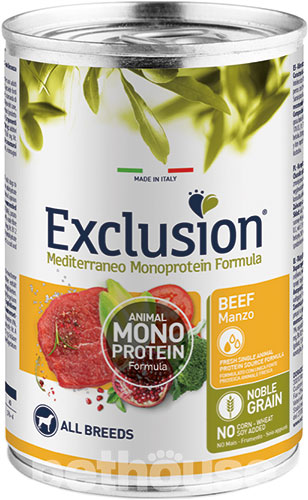 Exclusion Noble Grain Dog Adult Beef Cans