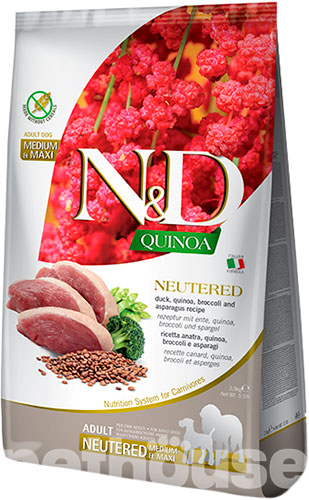Farmina N&D Quinoa Dog Adult Medium & Maxi Neutered Duck, Broccoli & Asparagus