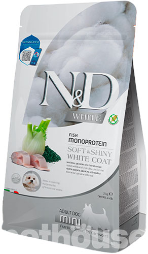 Farmina N&D White Dog Adult Mini Sea Bass, Spirulina & Fennel