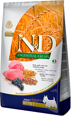 Farmina N&D Ancestral Grain Dog Adult Mini Lamb & Blueberry