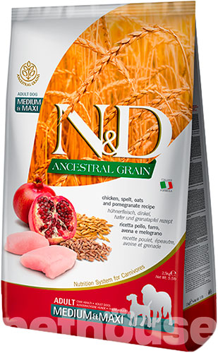Farmina N&D Ancestral Grain Dog Adult Medium & Maxi Chicken & Pomegranate