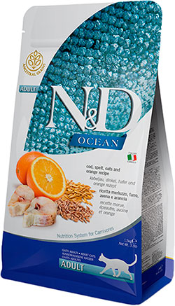 Farmina N&D Ocean Cat Adult Cod, Spelt, Oats & Orange