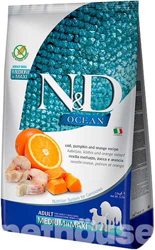 Farmina N&D Ocean Dog Adult Medium & Maxi Cod, Pumpkin & Orange