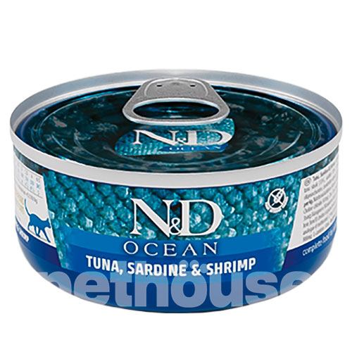 Farmina N&D Ocean Grain Free Cat Adult Tuna, Sardine & Shrimp Cans